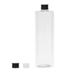 Botella 500 ml PET Transparente con Tapón Aluminio Negro y Obturador (24/410) - Botellas PET