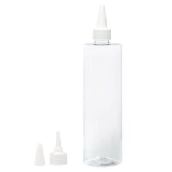 Botella 500 ml PET Transparente con Tapón Cánula Blanco Negro (24/410) - Botellas PET
