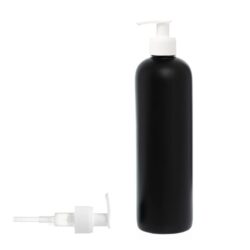 Botella 500 ml HDPE Negro con Dosificador Estrecho Blanco (24/410) - Botellas HDPE