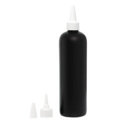 Botella 500 ml HDPE Negro con Tapón Cánula Blanco y Capuchón de Rosca (24/410) - Botellas HDPE