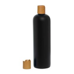 Botella 500 ml HDPE Negro con Tapón Disc-Top Imitación Madera (24/410) - Botellas HDPE