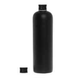 Botella 500 ml HDPE Negro con Tapón Aluminio Negro (24/410) - Botellas HDPE