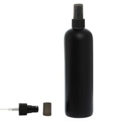 Botella 500 ml HDPE Negro con Vaporizador Negro y Capuchón Ahumado (24/410) - Botellas HDPE