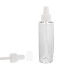 Botella 150 ml PET Transparente con Vaporizador Blanco Invertido 360º (24/410) - Botellas PET