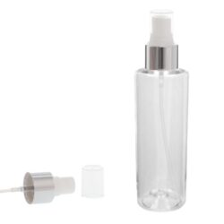 Botella 150 ml PET Transparente con Vaporizador Plata Aluminio (24/410) - Botellas PET