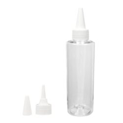 Botella 150 ml PET Transparente con Tapón Cánula Blanca y Capuchón de Rosca (24/410) - Botellas PET