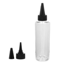 Botella 150 ml PET Transparente con Tapón Cánula Negro y Capuchón Rosca (24/410) - Botellas PET