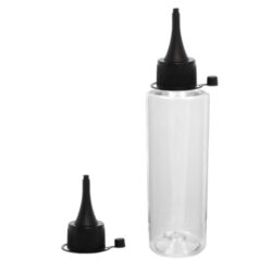 Botella 150 ml PET Transparente con Tapón Cánula Negra y Capuchón de Presión (24/410) - Botellas PET
