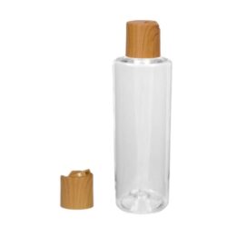 Botella 150 ml PET Transparente con Tapón Disc-Top Imitación Madera (24/410) - Botellas PET