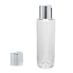 Botella 150 ml PET Transparente con Tapón Disc-Top Plata Aluminio (24/410) - Botellas PET
