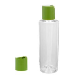 Botella 150 ml PET Transparente con Tapón Disc-Top Verde (24/410) - Botellas PET