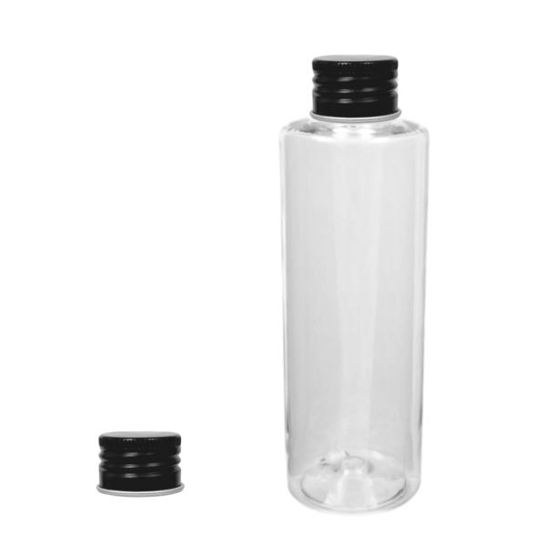 Botella 150 ml PET Transparente con Tapón Aluminio Negro (24/410) - Botellas PET