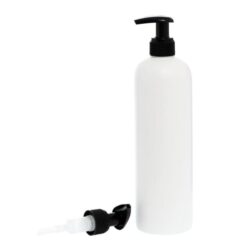 Botella 500 ml HDPE Blanco con Dosificador Ancho Negro (24/410) - Botellas HDPE
