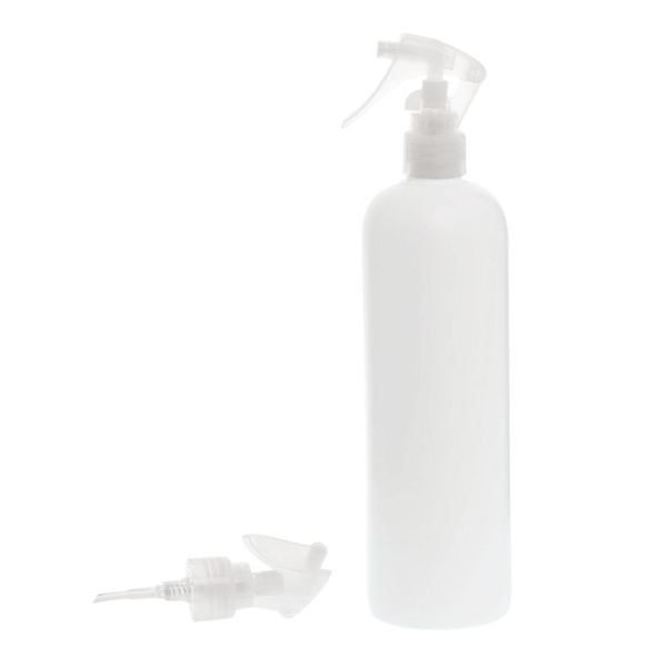 Botella 500 ml HDPE Blanco con Pistola Spray Trigger Traslúcido (24/410) - Botellas HDPE