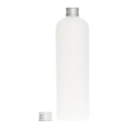 Botella 500 ml HDPE Blanco con Tapón Aluminio Plata (24/410) - Botellas HDPE