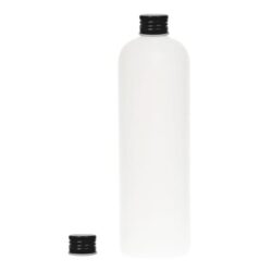 Botella 500 ml HDPE Blanco con Tapón Aluminio Negro (24/410) - Botellas HDPE