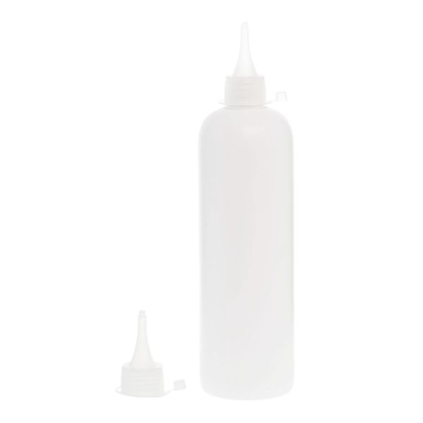 Botella 500 ml HDPE Blanco con Tapón Cánula Traslúcido y Capuchón de Presión (24/410) - Botellas HDPE
