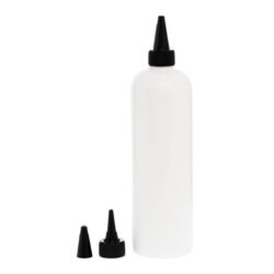 Botella 500 ml HDPE Blanco con Tapón Cánula Negra y Capuchón de Rosca (24/410) - Botellas HDPE