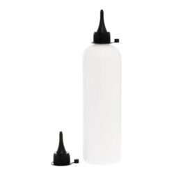 Botella 500 ml HDPE Blanco con Tapón Cánula Negra y Capuchón de Presión (24/410) - Botellas HDPE