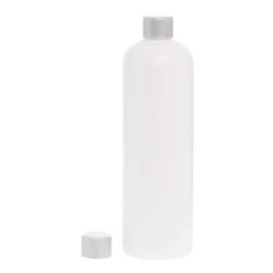 Botella 500 ml HDPE Blanco con Tapón Gris Plata (24/410) - Botellas HDPE