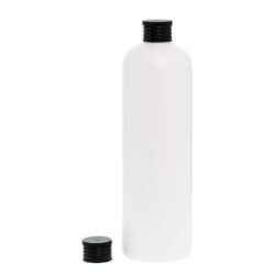 Botella 500 ml HDPE Blanco con Tapón Negro (24/410) - Botellas HDPE