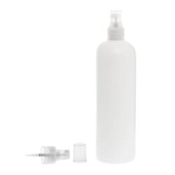 Botella 500 ml HDPE Blanco con Vaporizador Traslúcido (24/410) - Botellas HDPE