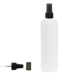 Botella 500 ml HDPE Blanco con Vaporizador Negro y Capuchón Ahumado (24/410) - Botellas HDPE