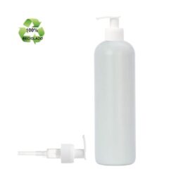 Botella 500 ml HDPE Reciclado con Dosificador Estrecho Blanco (24/410) - Botellas ECO