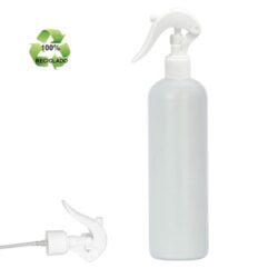 Botella 500 ml HDPE Reciclado con Pistola Trigger Blanco (24/410) - Botellas ECO
