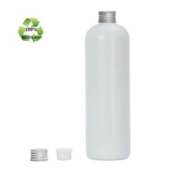 Botella 500 ml HDPE Reciclado con Tapón Aluminio Plata y Obturador (24/410) - Botellas ECO