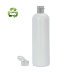 Botella 500 ml HDPE Reciclado con Tapón Bisagra Gris Plata (24/410) - Botellas ECO