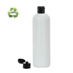 Botella 500 ml HDPE Reciclado con Tapón Bisagra Negro (24/410) - Botellas ECO