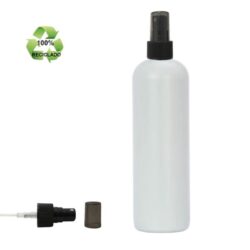 Botella 500 ml HDPE Reciclado con Vaporizador Negro y Capuchón Ahumado (24/410) - Botellas ECO