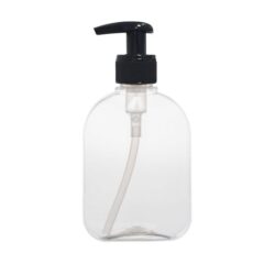 Botella 250 ml PET Petaca Transparente con Dosificador Negro (28/410) - Botellas PET
