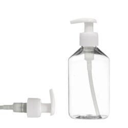 Botella 250 ml PET Transparente con Dosificado Blanco Ancho (28/410) - Botellas PET