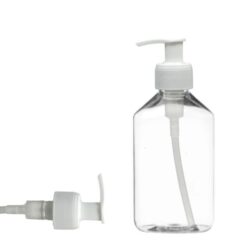 Botella 250 ml PET Transparente con Dosificado Blanco Estrecho (28/410) - Botellas PET