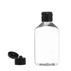 Botella 250 ml PET Transparente con Tapón Flip-Top Negro (28/410) - Botellas PET