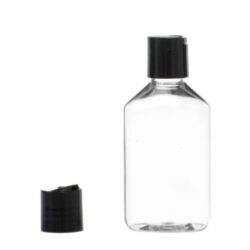 Botella 250 ml PET Transparente con Tapón Disc-Top Negro (28/410) - Botellas PET