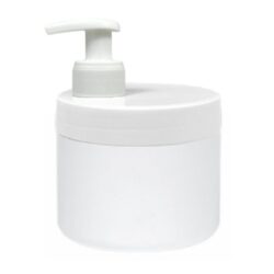 Tarro 500 ml Blanco con Tapa Blanca y Dosificador Ancho Blanco (Base y Tapa con Dosificador) - Tarros de PP