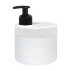 Tarro 500 ml Blanco con Tapa Blanca y Dosificador Ancho Negro (Base y Tapa con Dosificador) - Tarros de PP