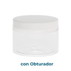 Tarro 150 ml PET Transparente Ø 70 con Tapa Blanca y Obturador (Base, Tapa y Obturador) - Tarros de PET