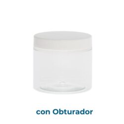 Tarro 200 ml PET Transparente Ø 70 con Tapa Blanca y Obturador (Base, Tapa y Obturador) - Tarros de PET