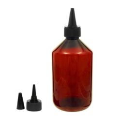 Botella 500 ml PET Topacio Hombro Cónico con Tapón Cánula Negro Capuchón rosca (28/410) - Botellas PET
