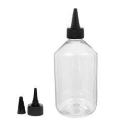 Botella 500 ml PET Transparente con Tapón Cánula Negro con Capuchón de Rosca (28/410) - Botellas PET