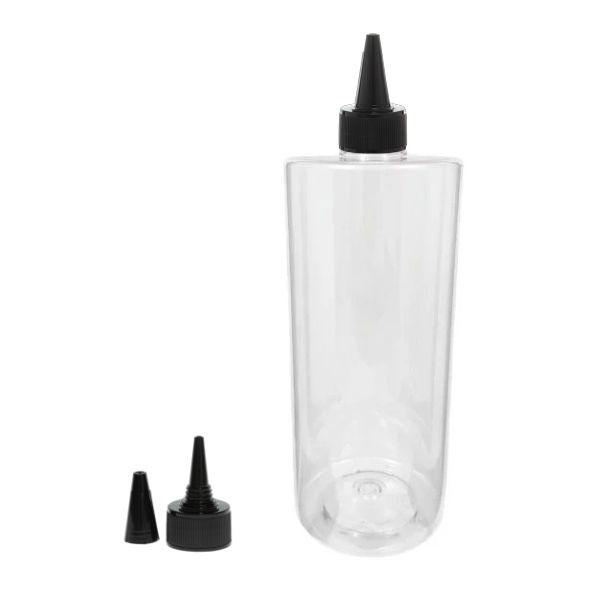 Botella 1.000 ml PET Transparente Hombro Recto con Tapón Cánula Negro (28/410) - Botellas