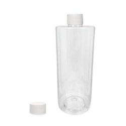 Botella 1.000 ml PET Transparente Hombro Recto con Tapón Blanco Sin Disco (28/410) - Botellas