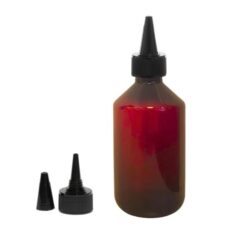 Botella 250 ml PET Topacio con Tapón Cánula Negro Capuchón Rosca (28/410) - Botellas PET