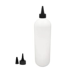 Botella 1.000 ml HDPE Blanco Hombro Curvo con Tapón Cánula Negro y Capuchón de rosca (28/410) - Botellas