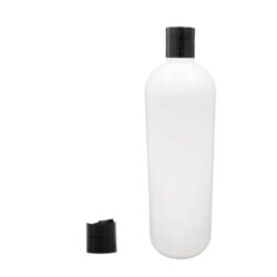 Botella 1.000 ml HDPE Blanco Hombro Curvo con Tapón Disc-Top Negro (28/410) - Botellas