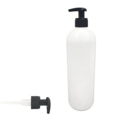 Botella 1.000 ml HDPE Blanco Hombro Curvo con Dosificador Negro Ancho Rayado (28/410) - Botellas